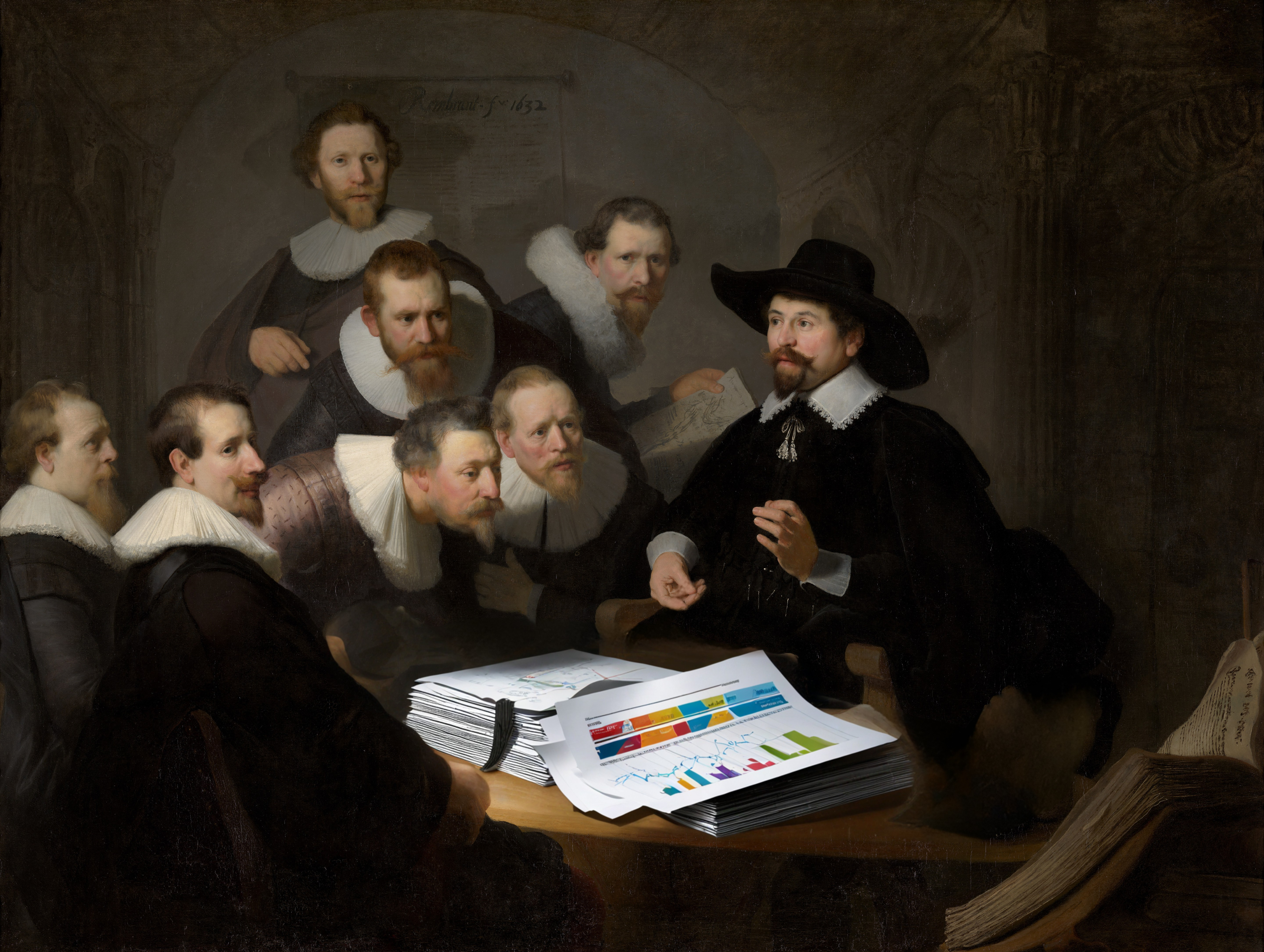 Rembrandt painting inspired background with warm lighting